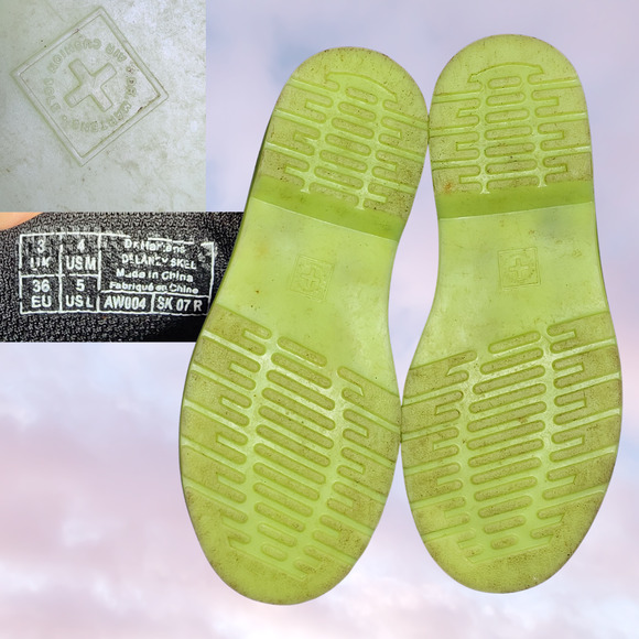 Rare Glow in the Dark Skele Bone Black Lace Up Classic Doc Dr Martens Sz 5 Women - Picture 8 of 8